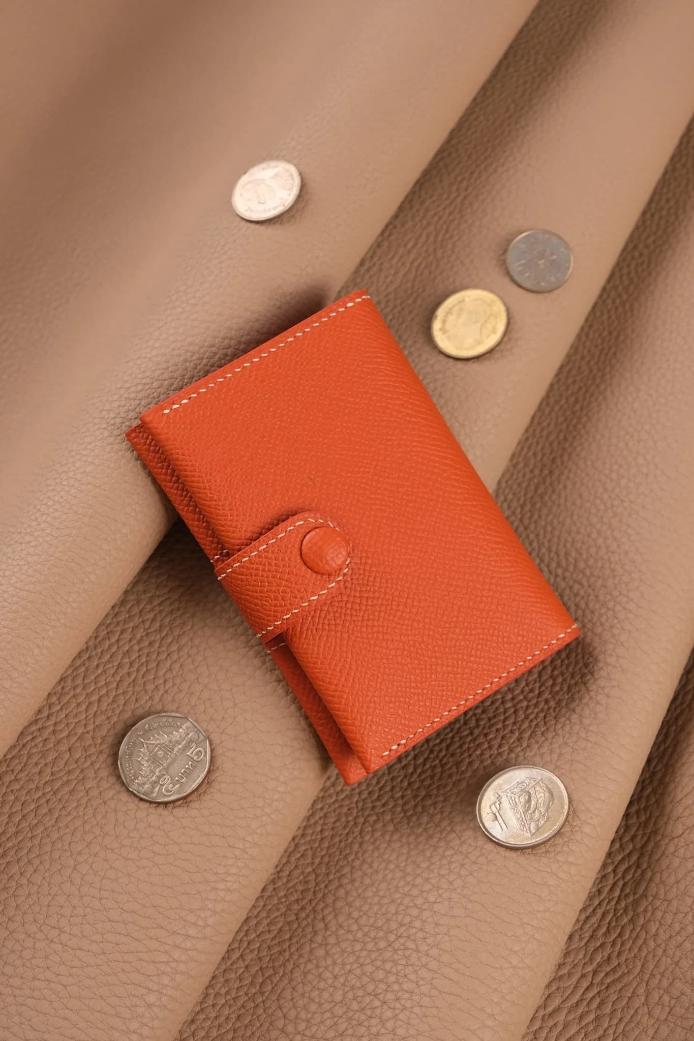 Card Holder Ví Đựng - Da Epsom - Orange - KOI Leather