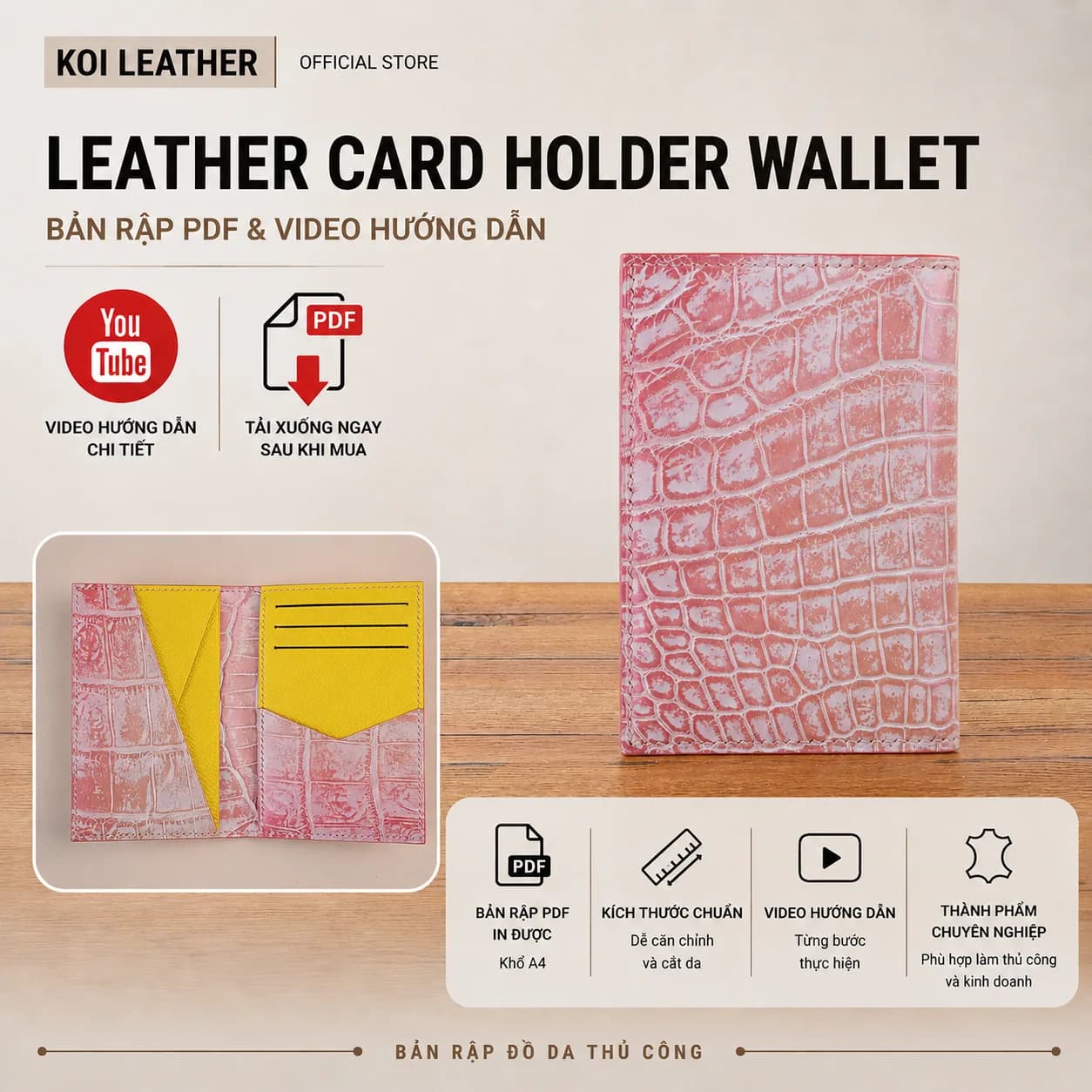 Bản Rập Leather Card Holder Wallet