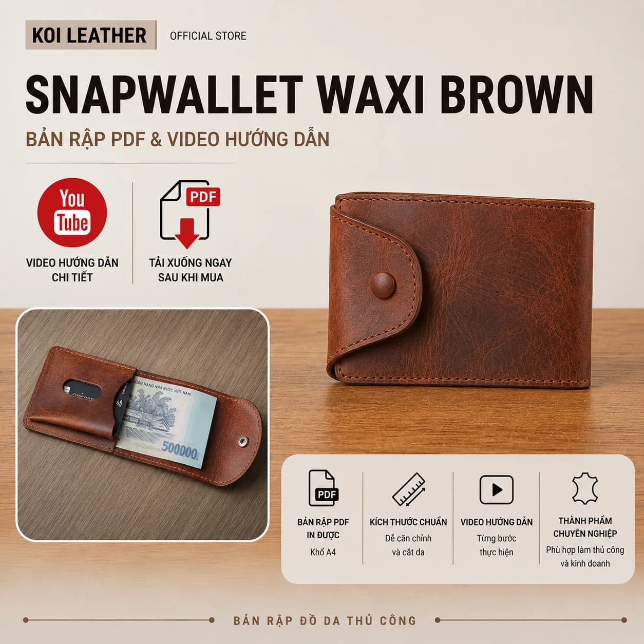 Bản rập Snapwallet Waxi Brown – PDF