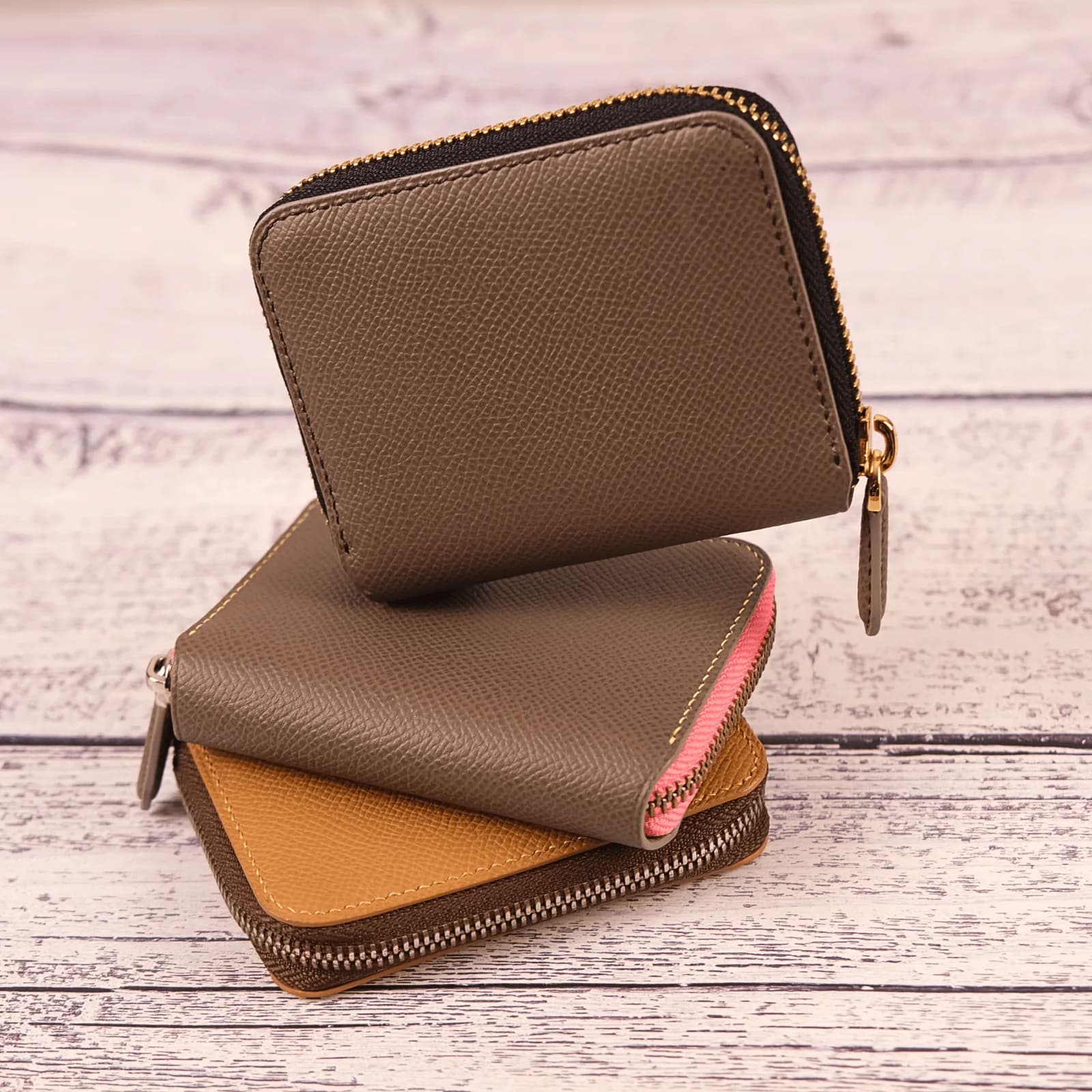 Ví zipper - Da Bê Epsom - 3 màu - KOI Leather