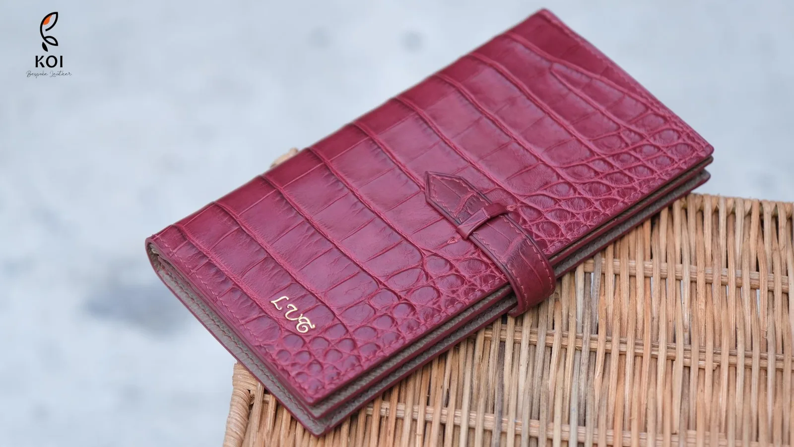 Ví Nữ Long Wallet - Da Alligator - DarkRed x DimGray - Hình 7