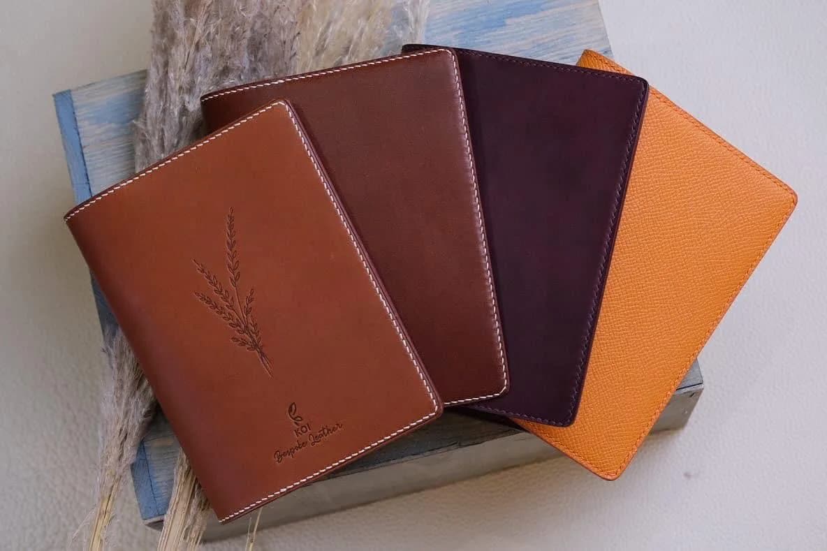 Book Cover - Da Buttero, Epsom - Brown, Orange - KOI Leather