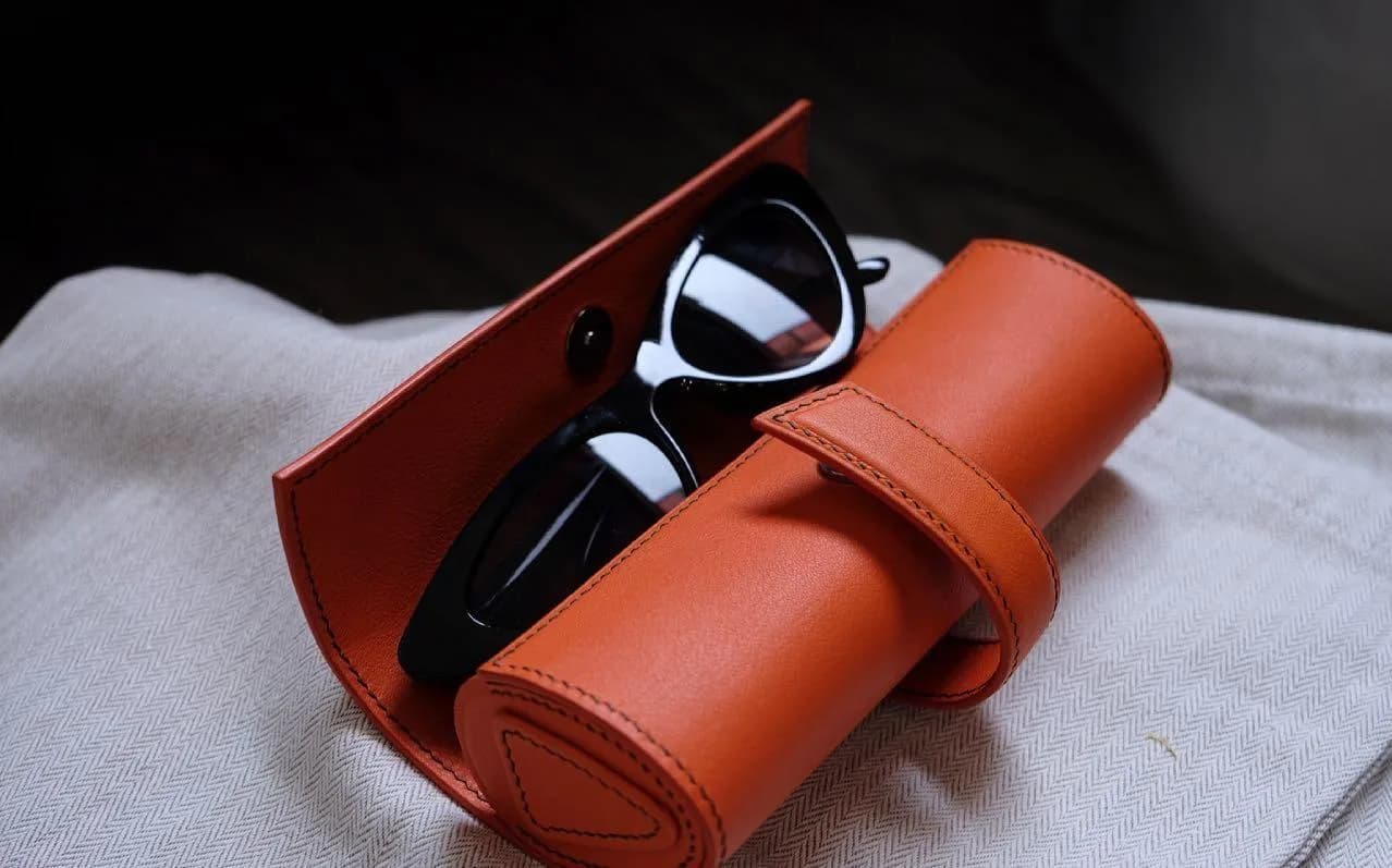 Hộp Kính Da Cao Cấp - Da Swift - Orange - KOI Leather