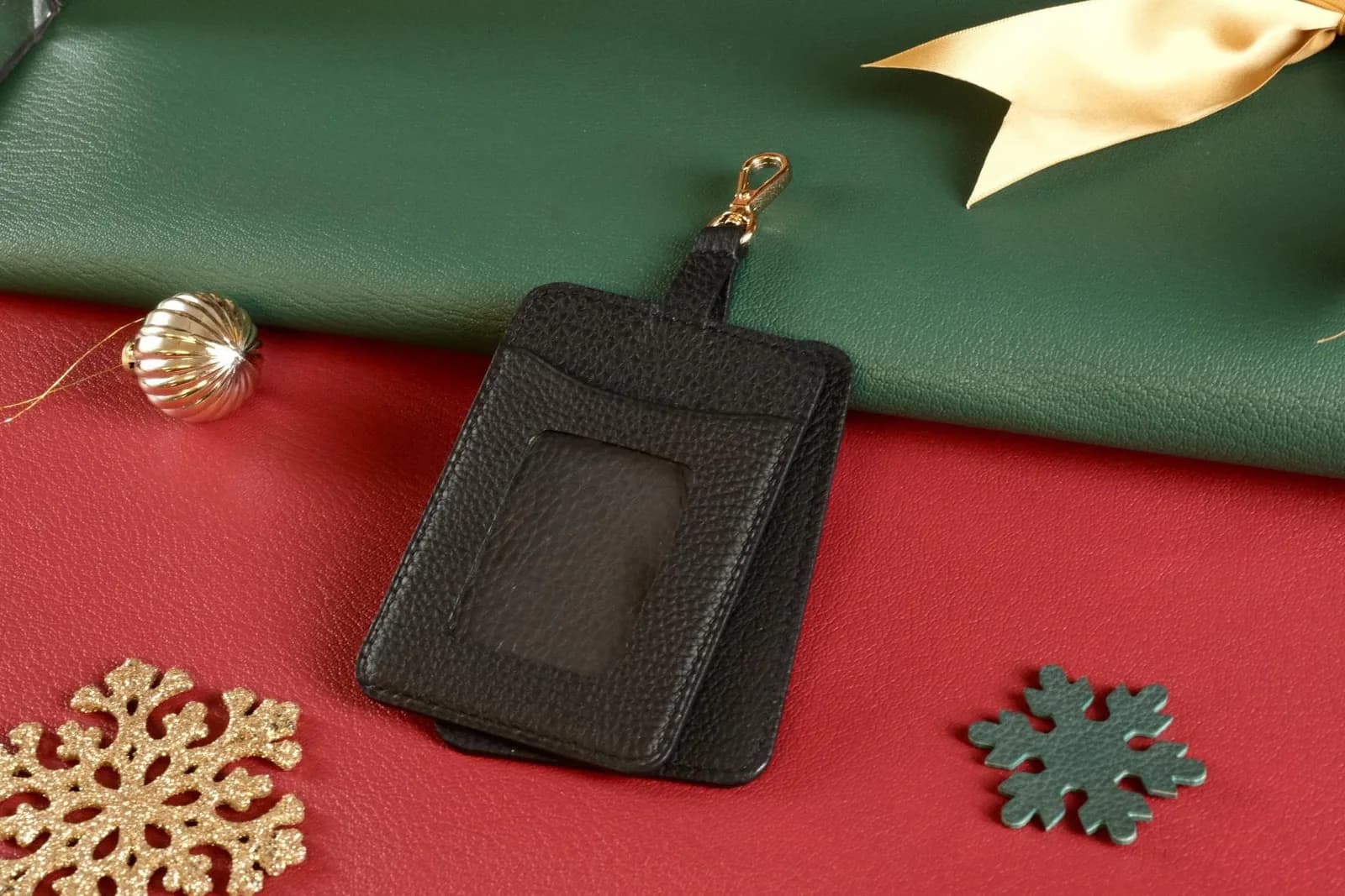 Thẻ Đeo Bảng Tên Da Cao Cấp - Da Togo - Black - KOI Leather