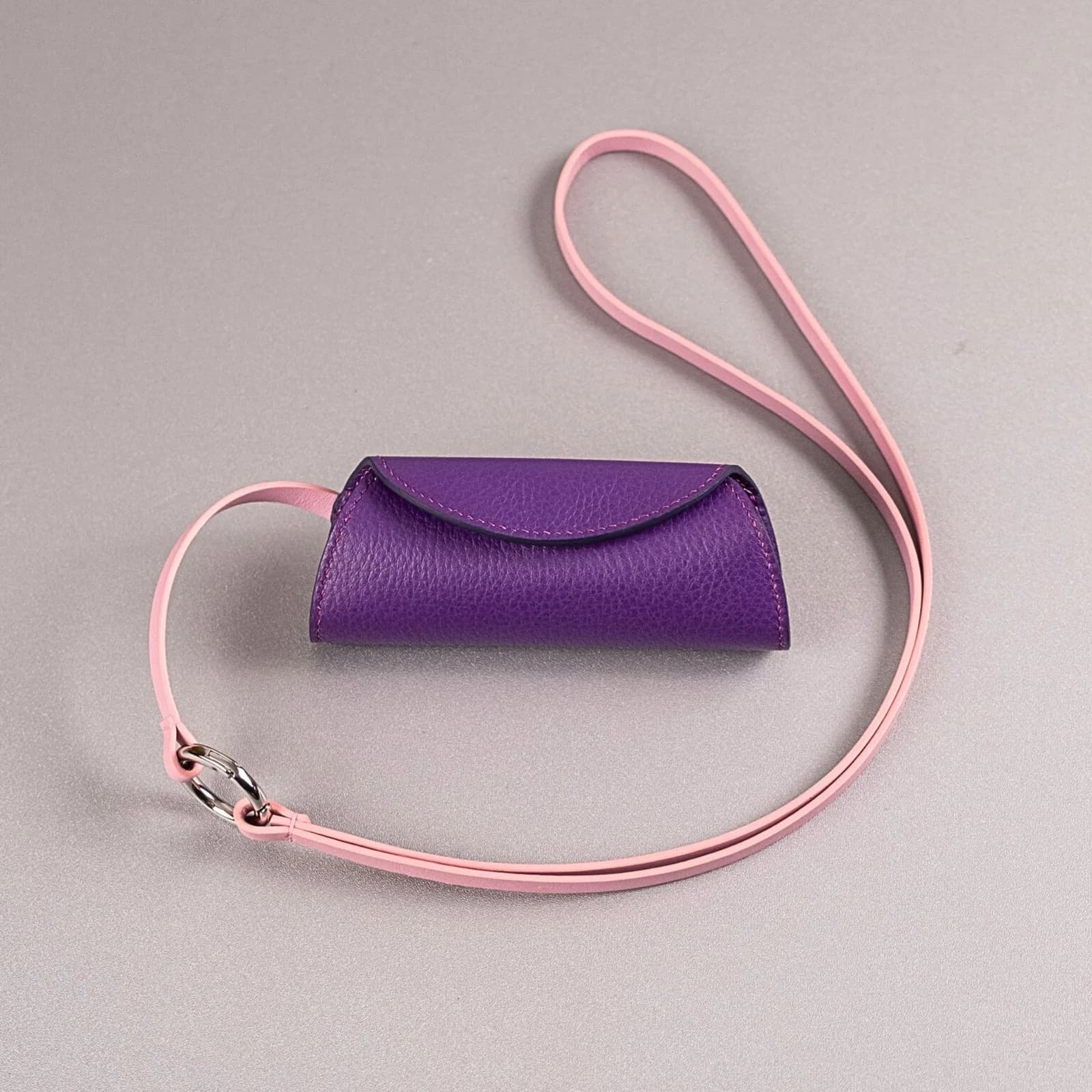 Túi Đựng Son - Da Bò - Tím Phối Hồng Pastel - KOI Leather