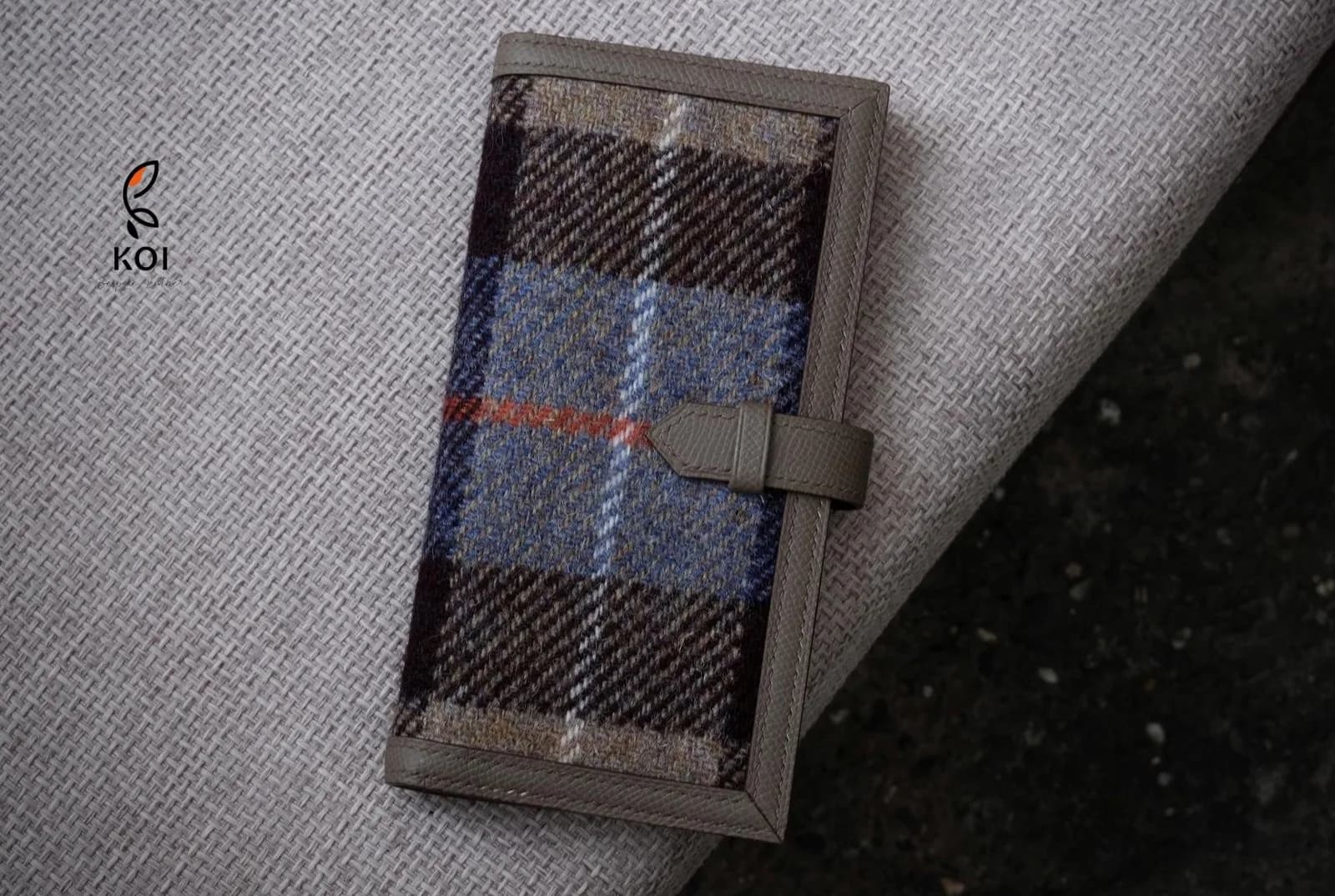 Ví Nữ Long Wallet - Da Epsom x Vải Harris Tweed Scotland - LightSlateGray - Hình 10