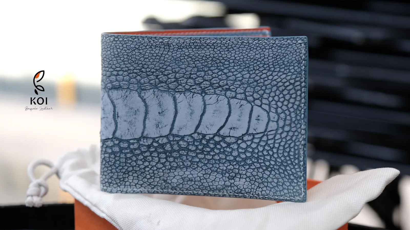 Ví Da Nam - Da Ostrich - SkyBlue - Hình 4