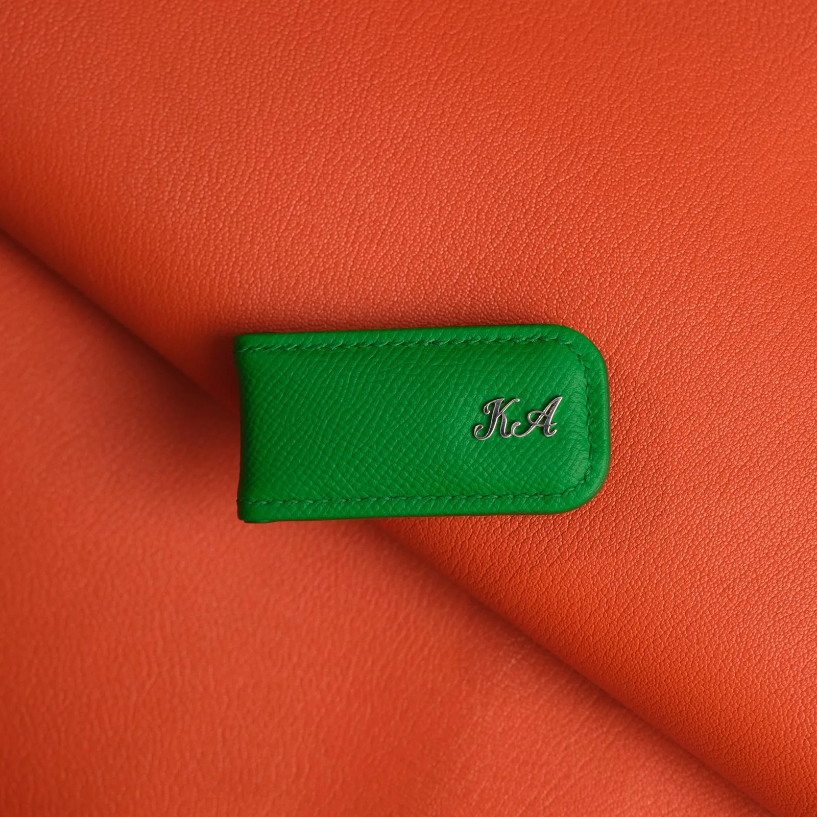 Kẹp Tiền Da Epsom Xanh Lá – Money Clip Green