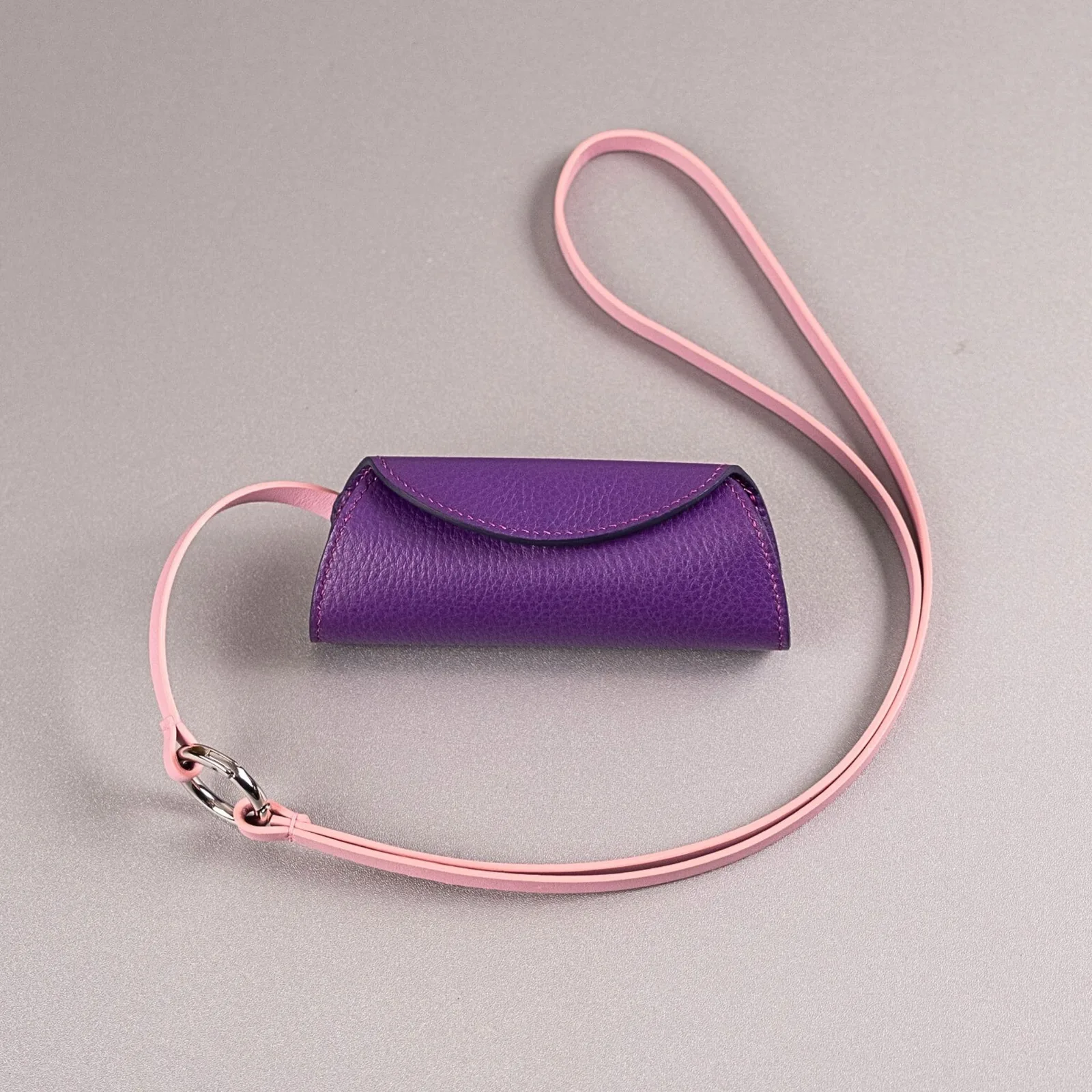 Túi Đựng Son - Da Bò - Tím Phối Hồng Pastel - KOI Leather