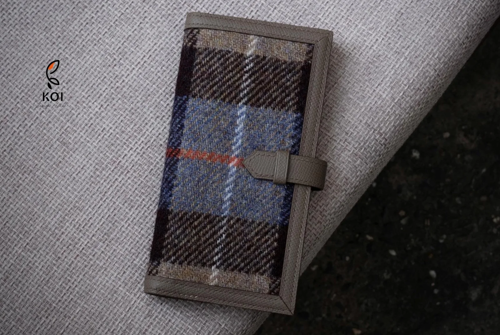 Ví Nữ Long Wallet - Da Epsom x Vải Harris Tweed Scotland - LightSlateGray - Hình 10