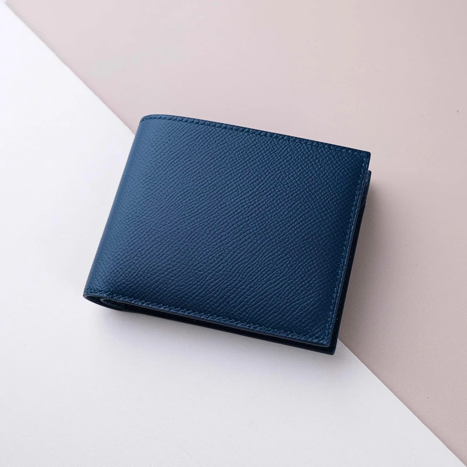 Ví da Nam - Da Bê Epsom - Navy - KOI Leather