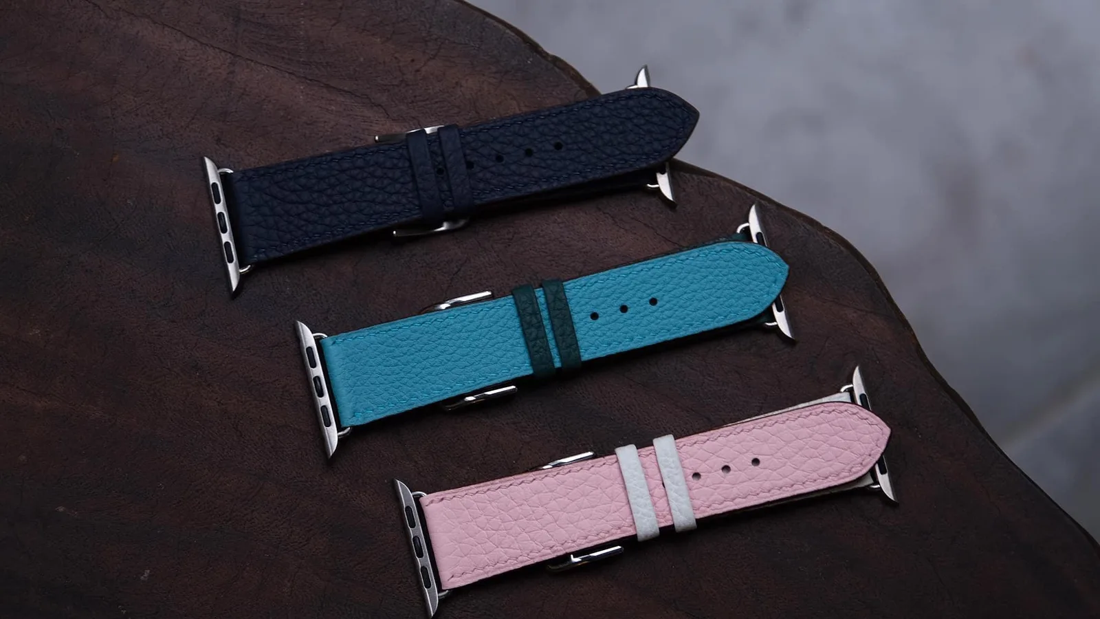 Dây Da Đồng Hồ - Da Togo - Black, Pink, Blue - KOI Leather