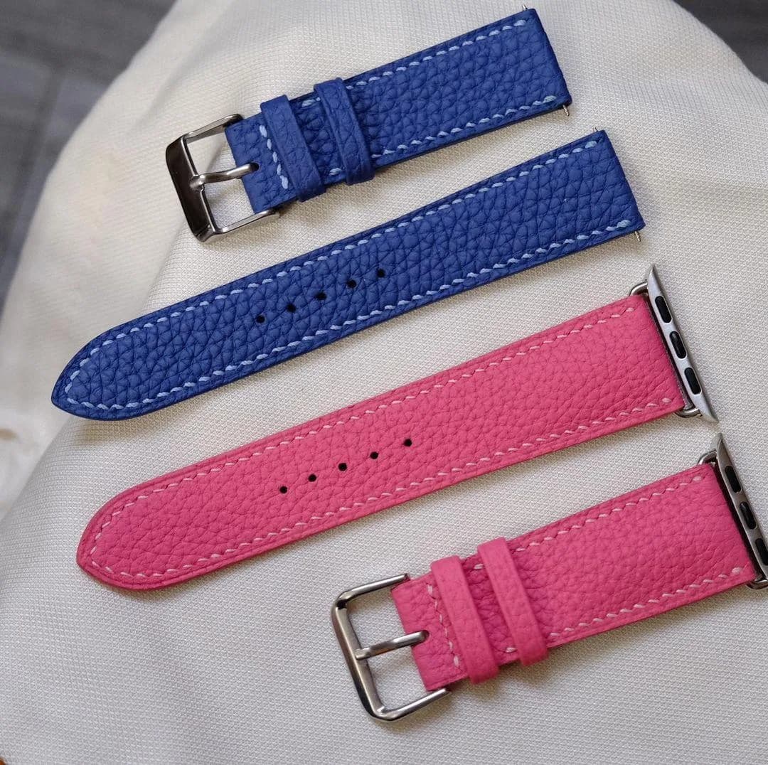 Dây Da Đồng Hồ - Da Togo - Blue, Pink - Hình 3