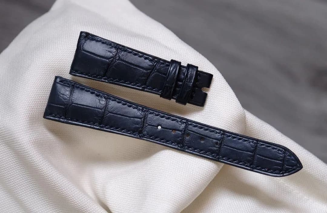 Dây Da Đồng Hồ - Da Alligator - Black - KOI Leather