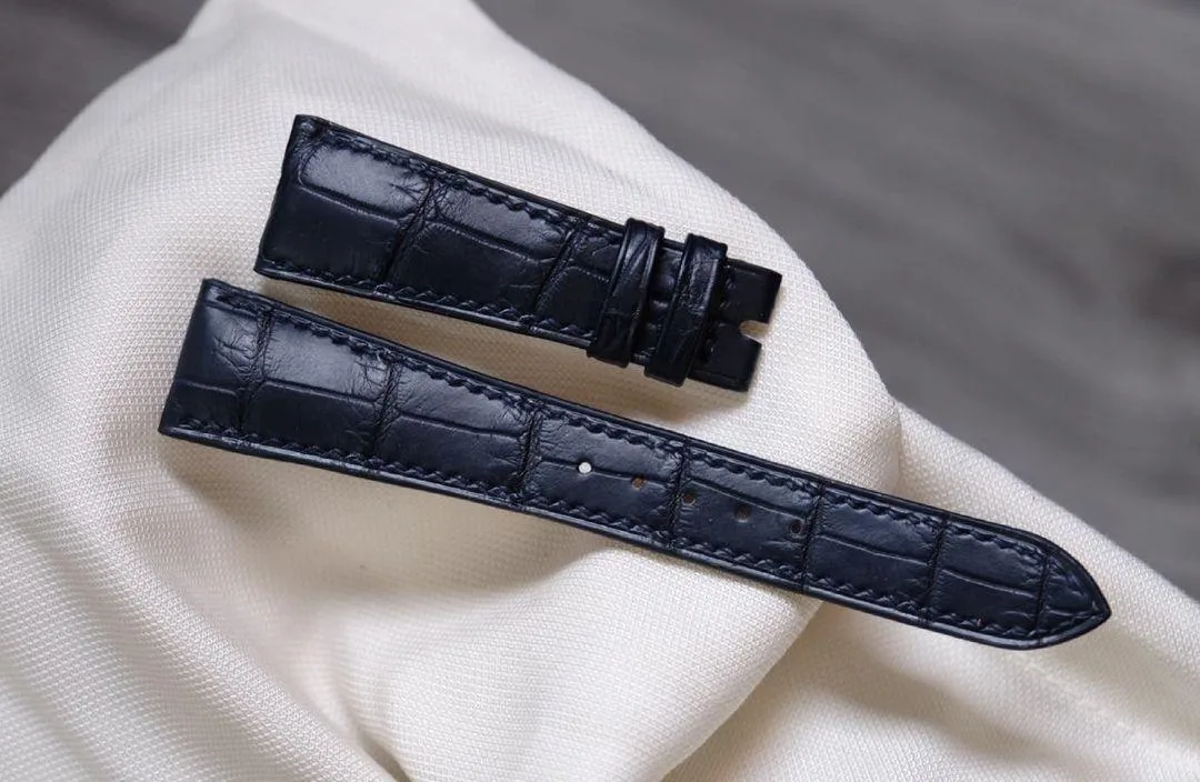 Dây Da Đồng Hồ - Da Alligator - Black - KOI Leather