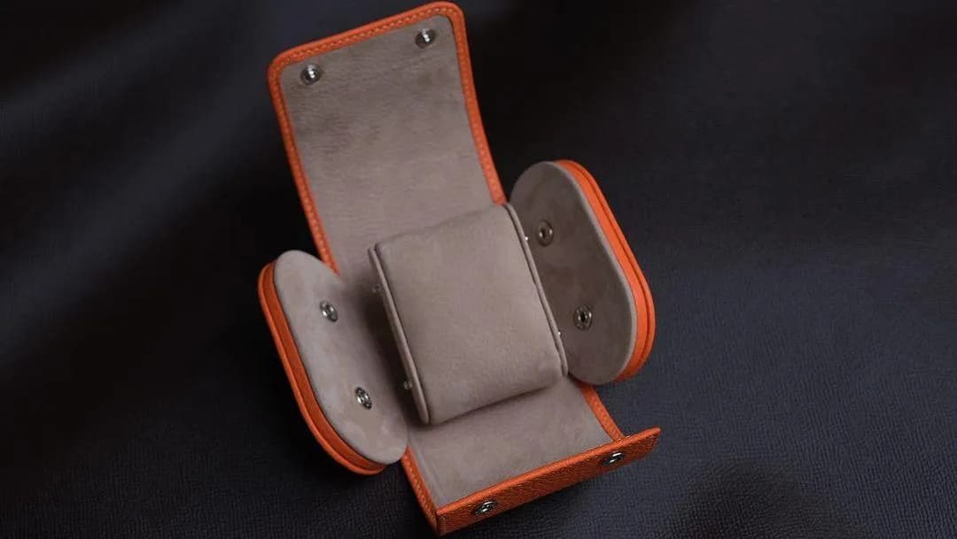 Travel Watch Case - Da Clemence - Orange - KOI Leather