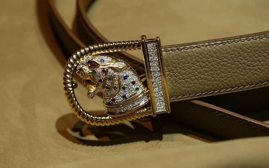 Thắt Lưng Da - Da Togo , Mạ vàng 24k - Walnut - KOI Leather