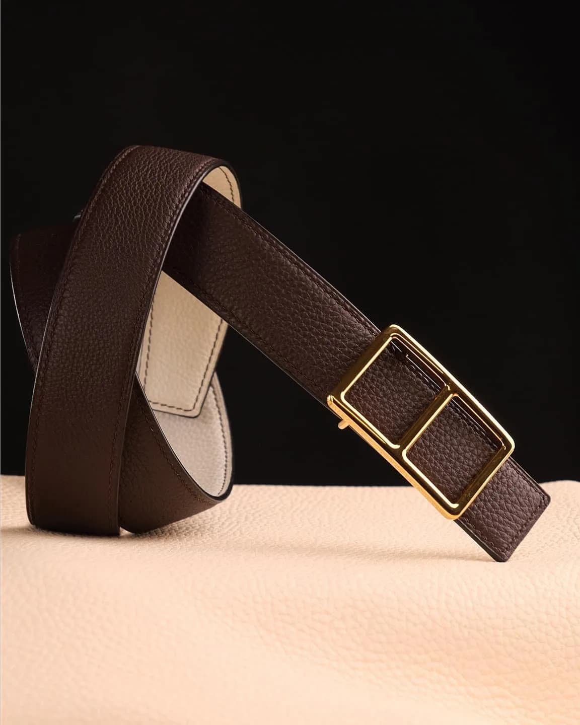 Thắt Lưng Da Nam - Da Togo - Chocolate - KOI Leather
