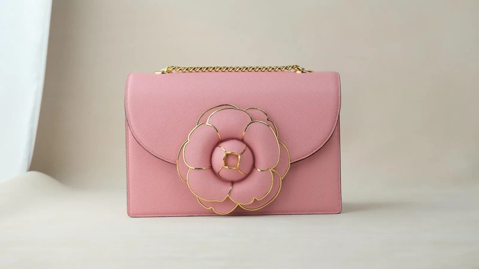 Túi Thiết Kế Riêng Hoa Trà - Da Epsom - 22 x 15 - Pink - KOI Leather