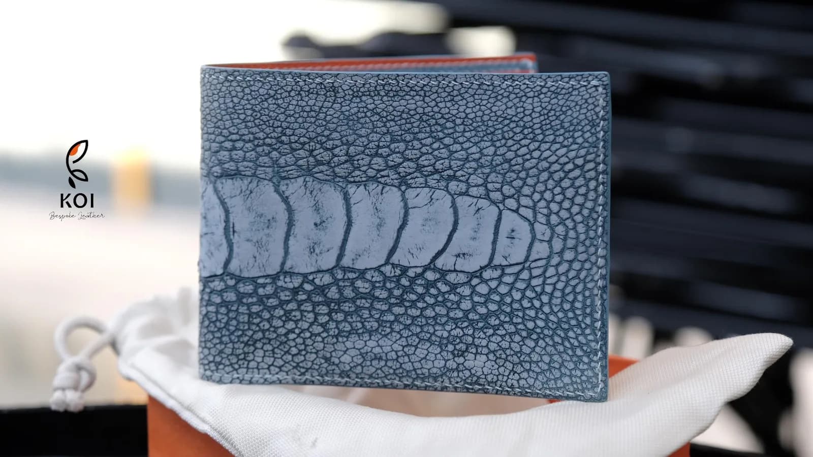 Ví Da Nam - Da Ostrich - SkyBlue - Hình 4