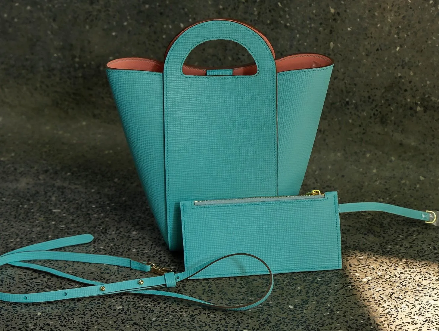 Tiffany Bag - Da Epi - Aqua - Hình 3