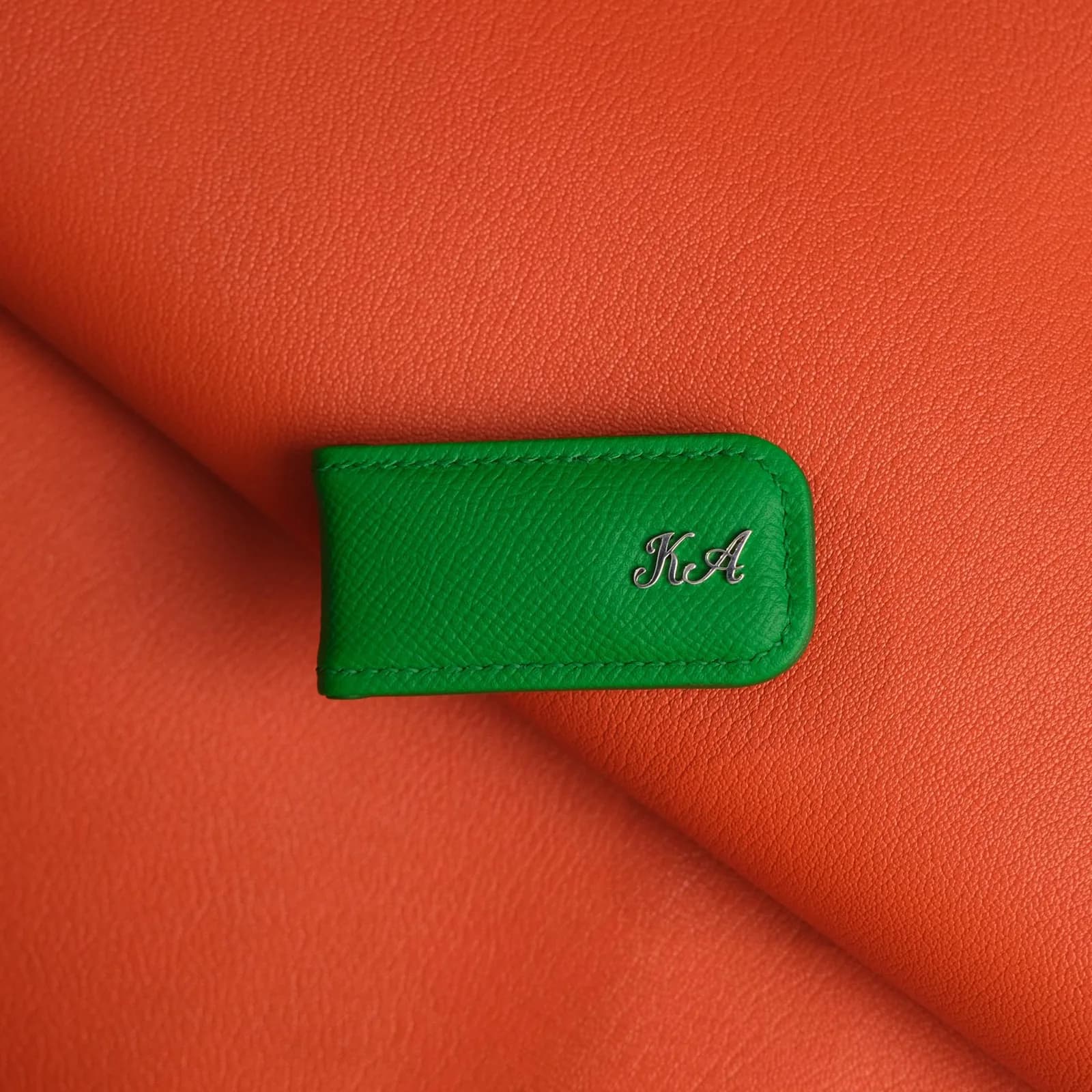 Kẹp Tiền Da Epsom Xanh Lá – Money Clip Green