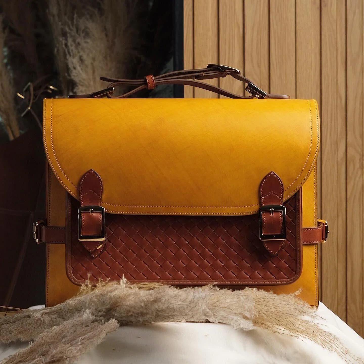 Oppa Bag - Da Bò Ý - Goldenrod x SaddleBrown - KOI Leather