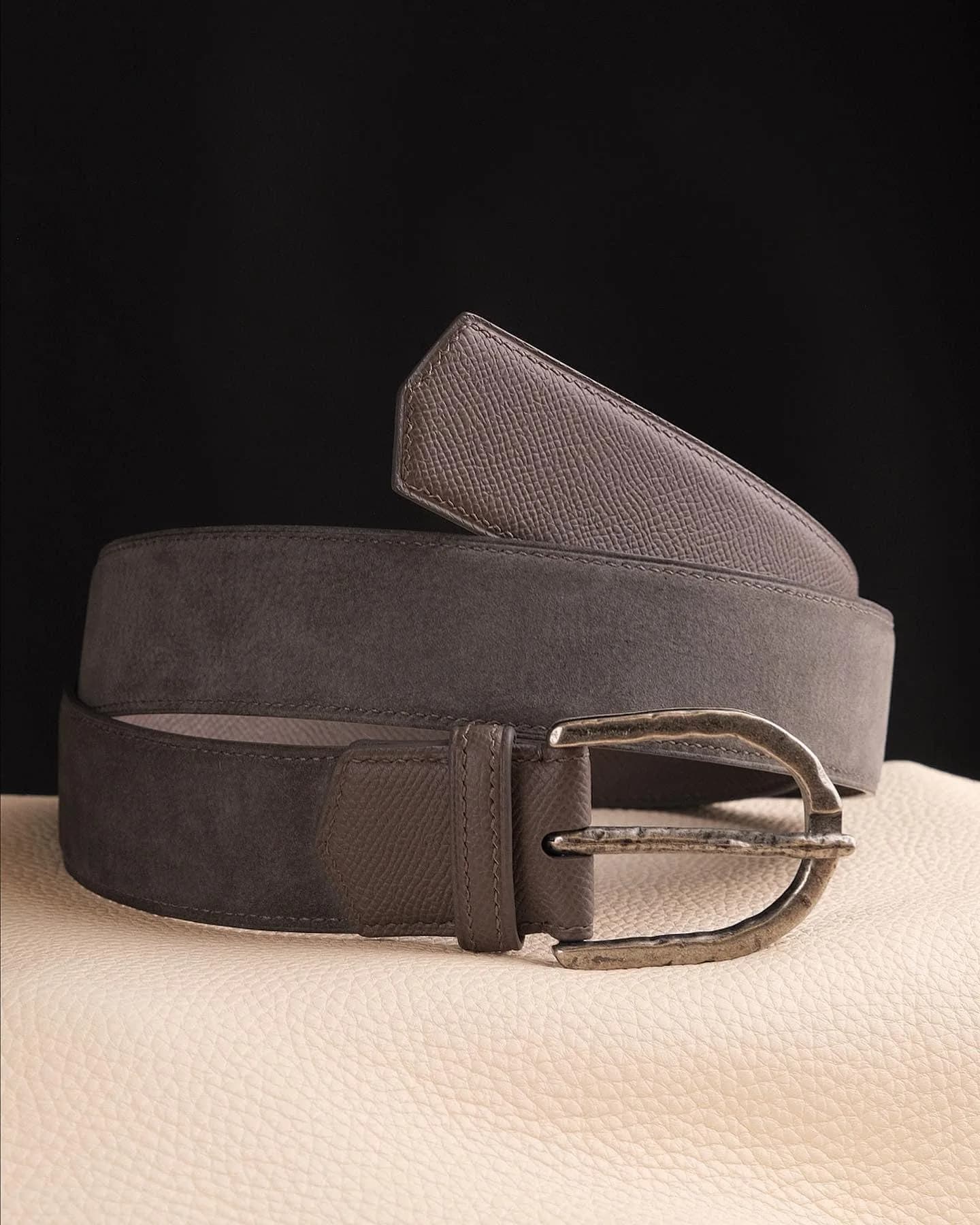 Thắt Lưng Da Nam - Da Epsom x Da Nubuck - SaddleBrown - KOI Leather
