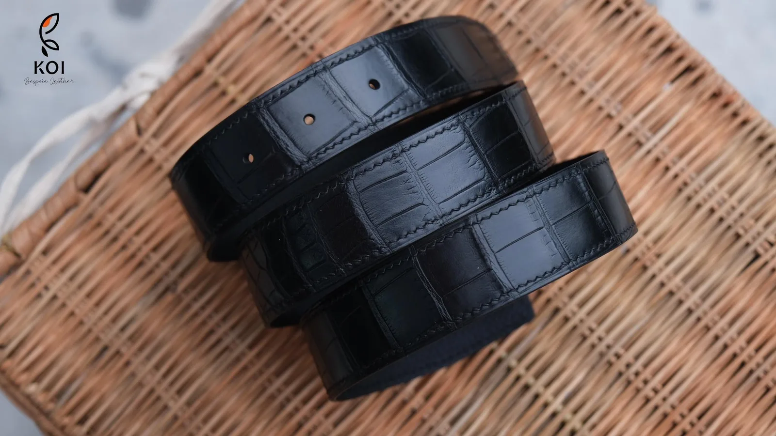 Thắt Lưng Da Nam - Da Aligator - Black - Hình 2