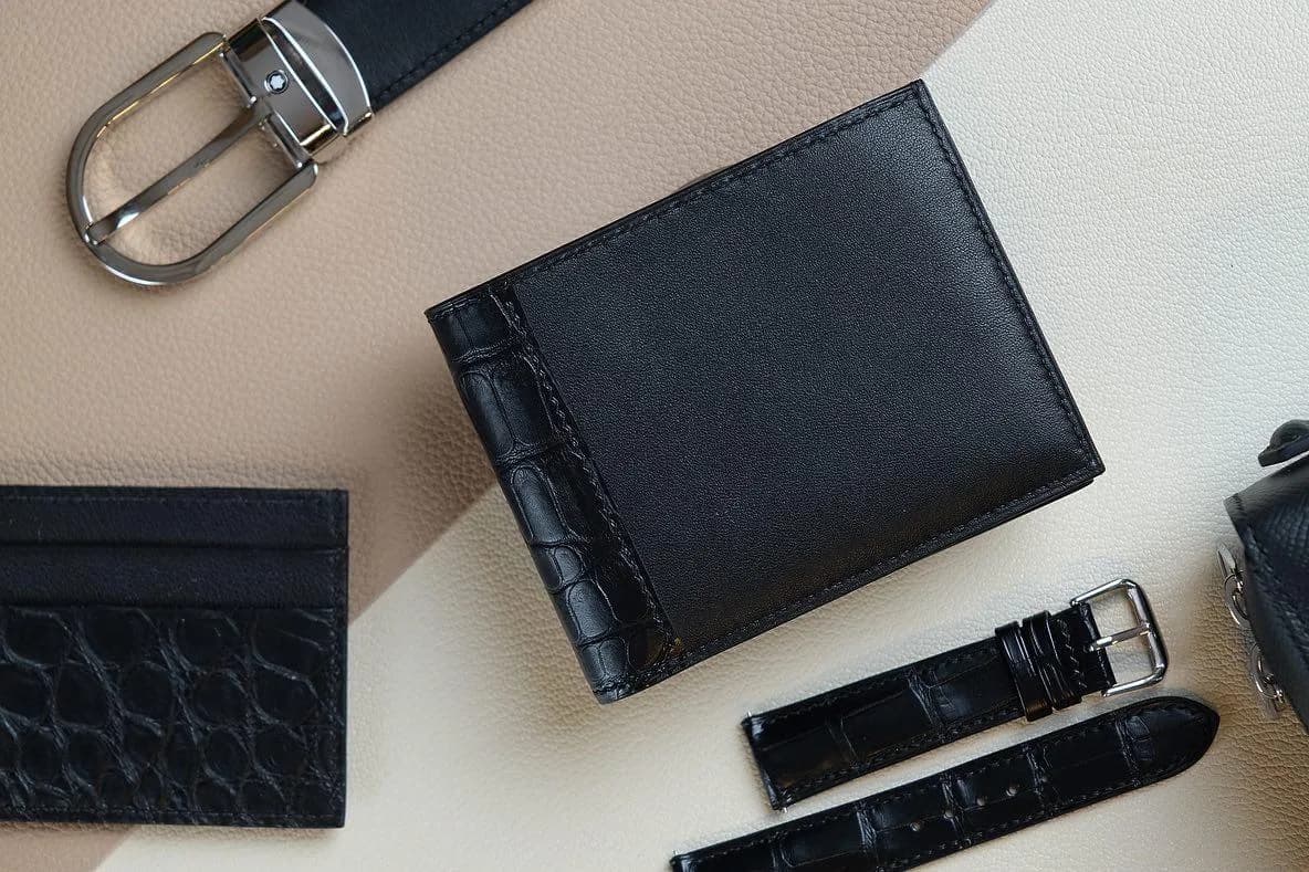 Ví Da Nam - Da Dê Alran x Da Alligator - Black - KOI Leather