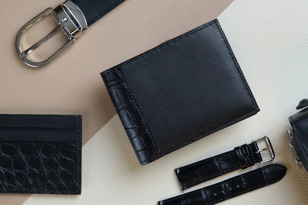Ví Da Nam - Da Dê Alran x Da Alligator - Black - KOI Leather
