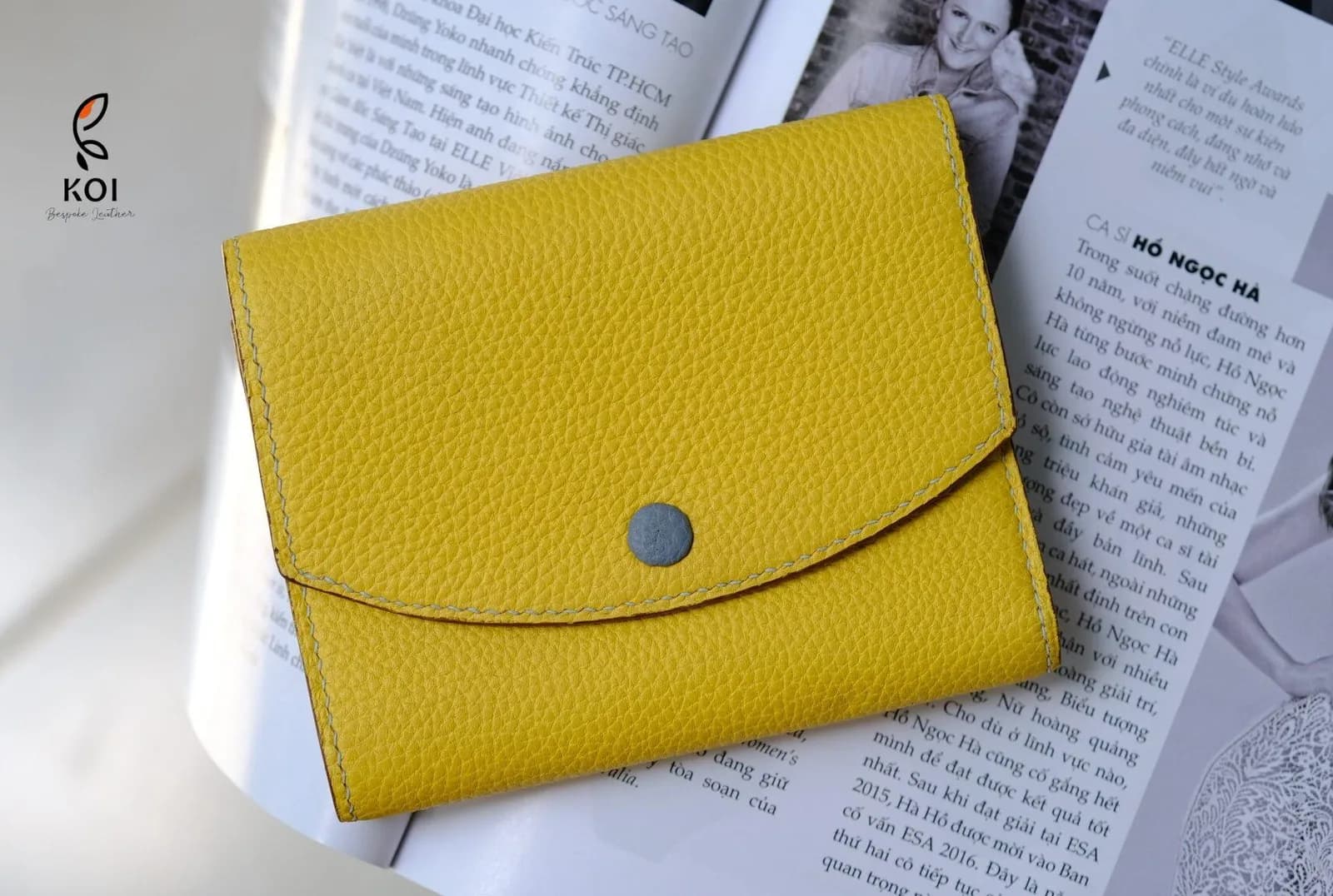 Ví Nữ Da - Da Clemence - Yellow x SteelBlue - KOI Leather
