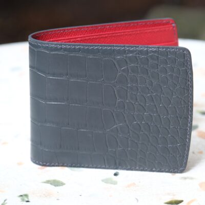 Ví Da Nam Aligator France Đen Đỏ