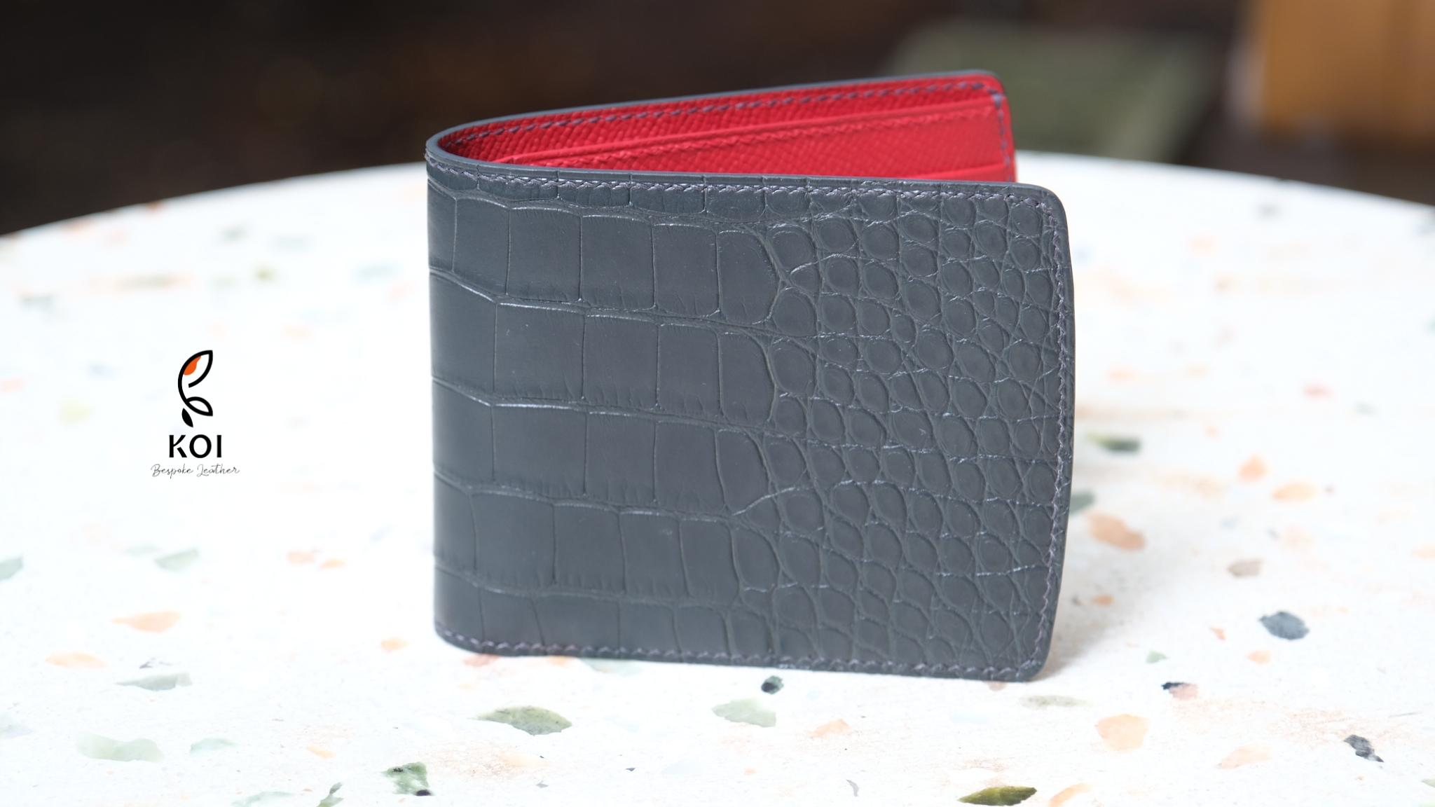 Ví Da Nam Aligator France Đen Đỏ