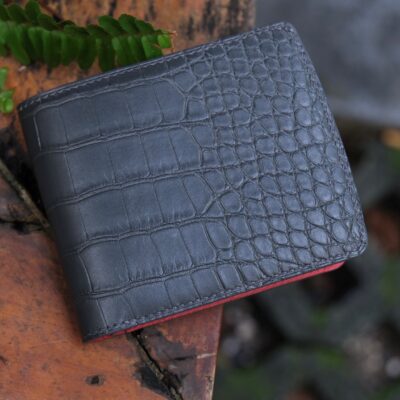 Ví Da Nam Aligator France Đen Đỏ