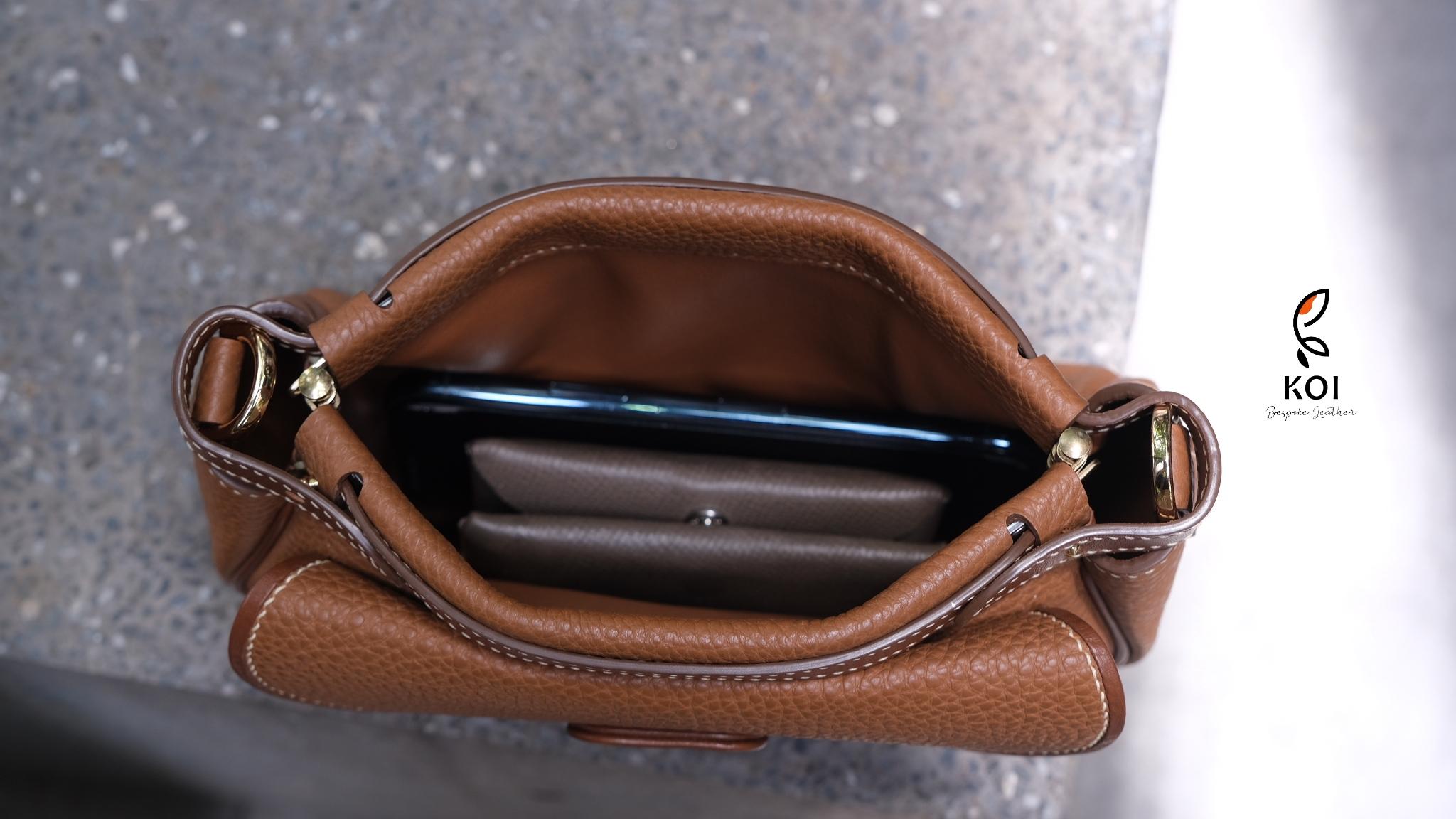 Túi Nữ Da Cao Cấp Togo Calfskin Pháp Nâu