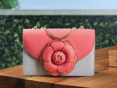 Túi Thiết Kế Riêng Hoa Trà Da Epsom 22 X15 Pink