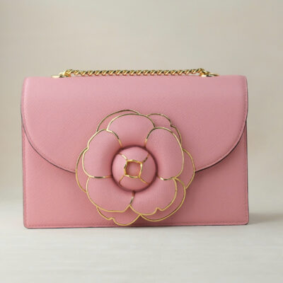 Túi Thiết Kế Riêng Hoa Trà Da Epsom 22 X15 Pink