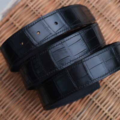 Thắt Lưng Da Nam Da Aligator Đen
