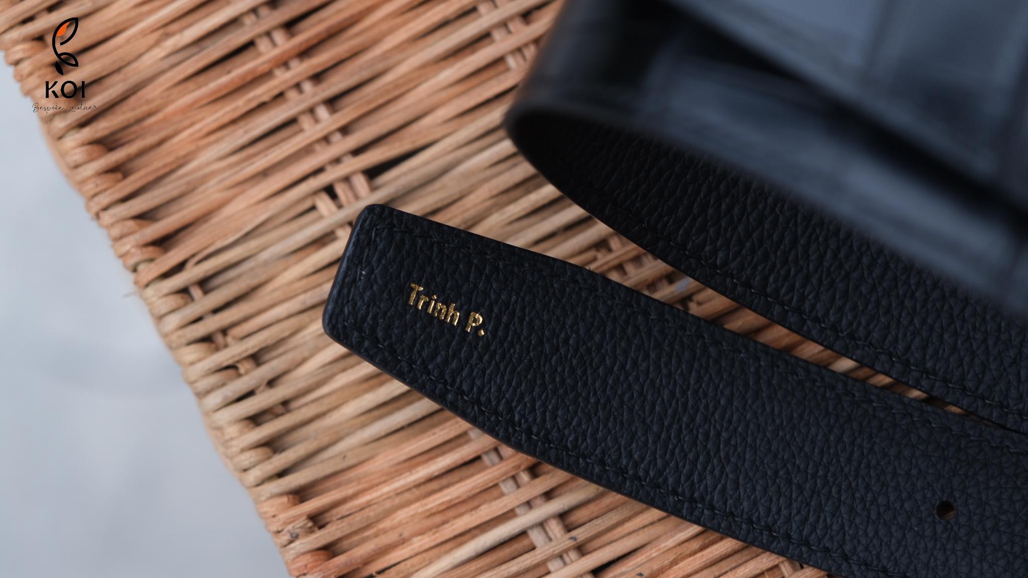 Thắt Lưng Da Nam Da Aligator Đen