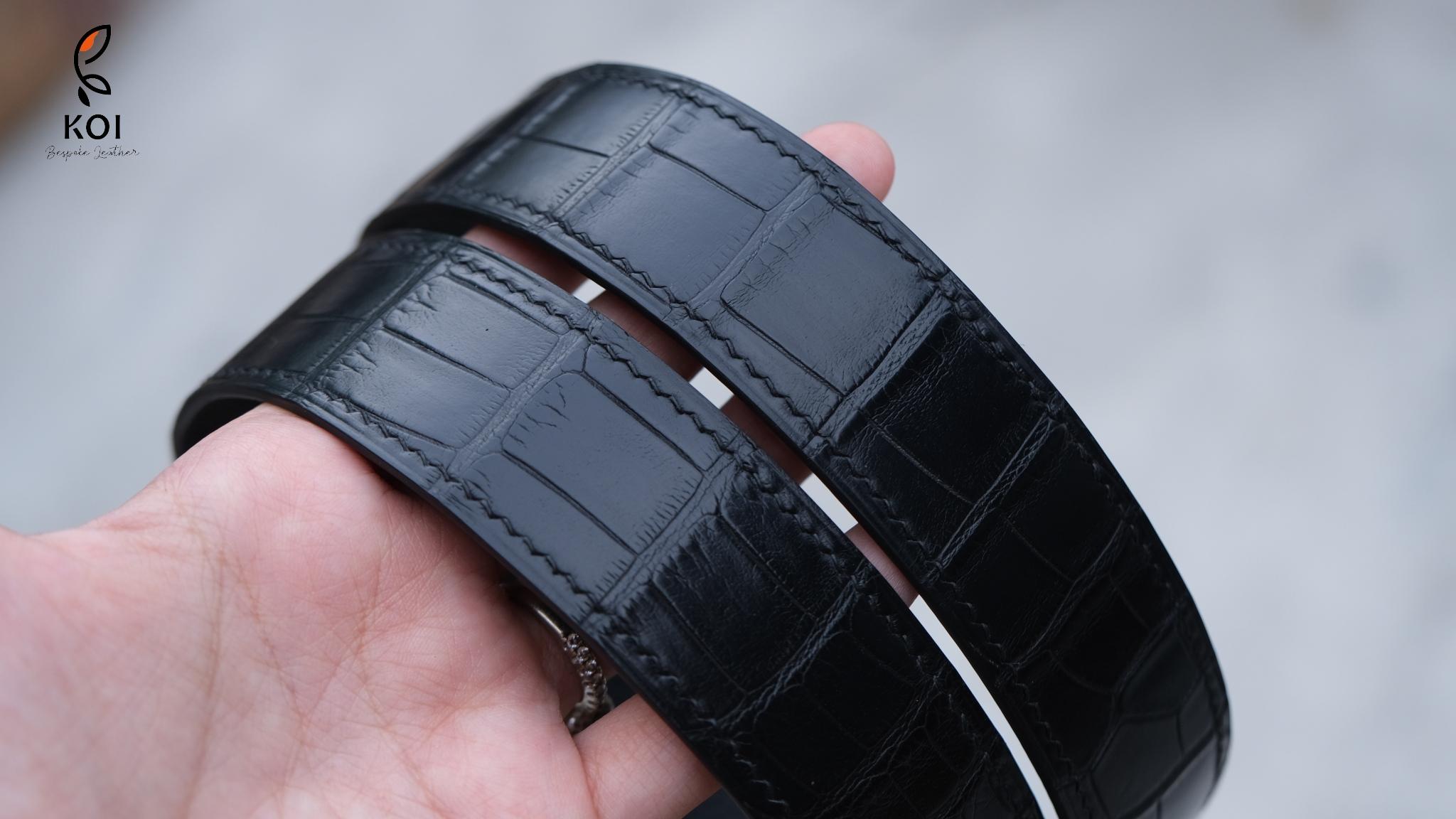 Thắt Lưng Da Nam Da Aligator Đen