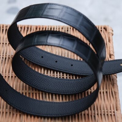 Thắt Lưng Da Nam Da Aligator Đen