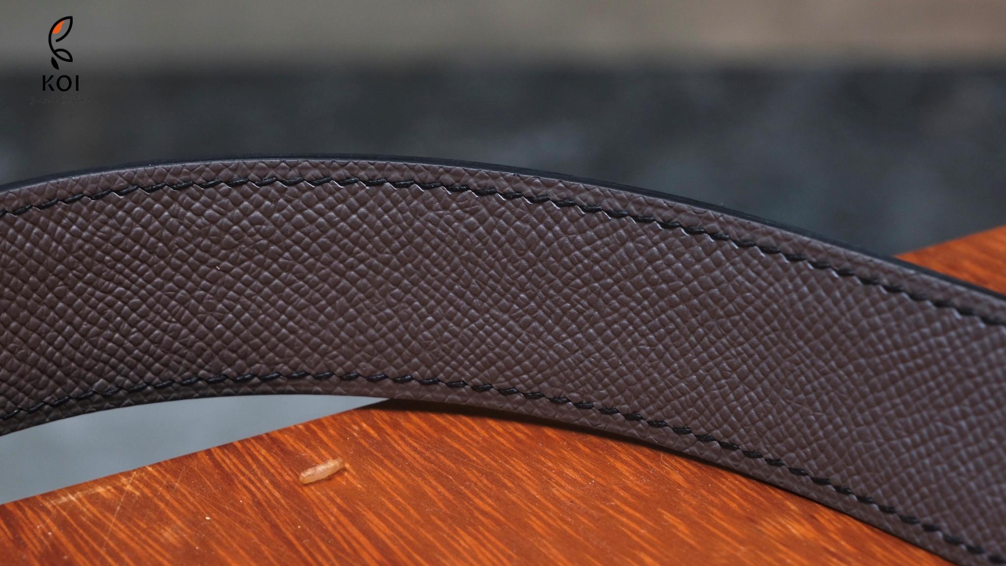 Thắt Lưng Da Nam Da Epsom Nâu Đen