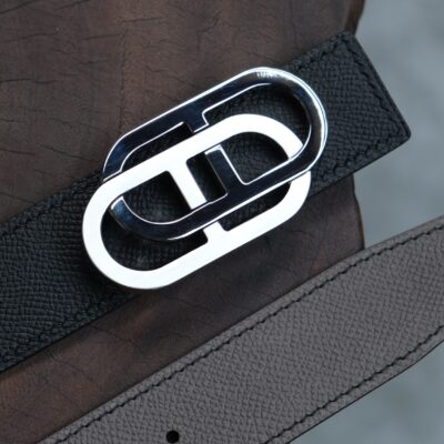 Thắt Lưng Da Nam Da Epsom Nâu Đen