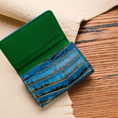 Card Holder Ví Đựng Thẻ - Da Alligator - Dark Blue - Hình 5