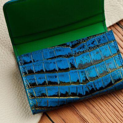 Card Holder Ví Đựng Thẻ - Da Alligator - Dark Blue - Hình 4