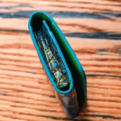 Card Holder Ví Đựng Thẻ - Da Alligator - Dark Blue - Hình 2