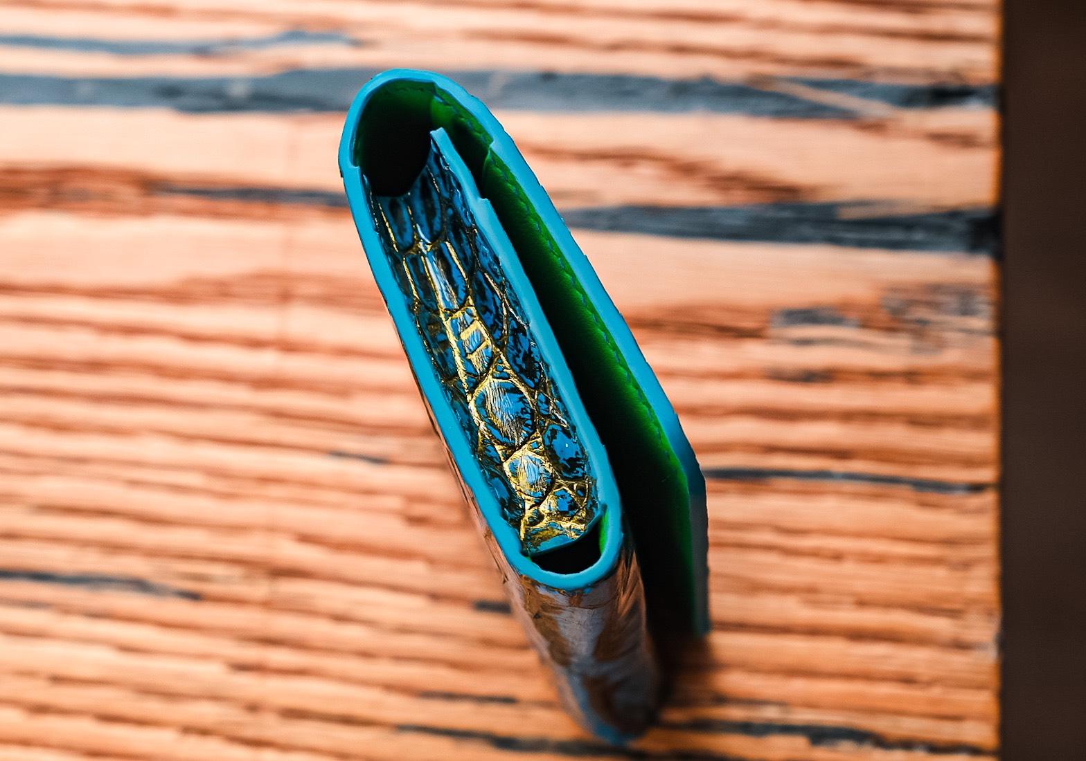 Card Holder Ví Đựng Thẻ - Da Alligator - Dark Blue - Hình 2