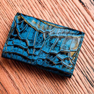 Card Holder Ví Đựng Thẻ - Da Alligator - Dark Blue - Hình 3