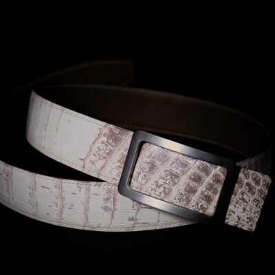 Thắt Lưng Da Nam - Da Alligator - WhiteSmoke - KOI Leather